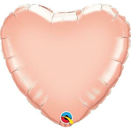 MAYFLOWER DISTRIBUTING 9 in. Rose Gold Heart Shape Flat Foil Balloon 89274